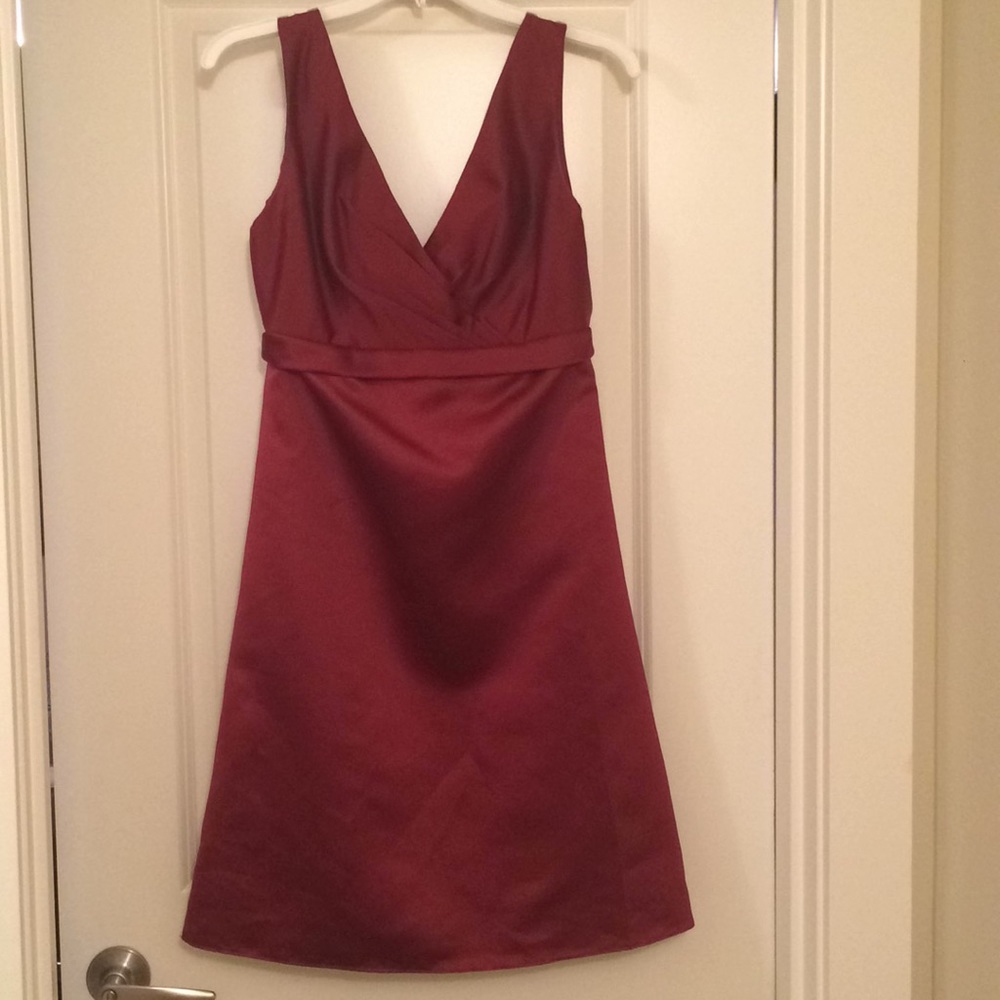 Burgundy A line dress.